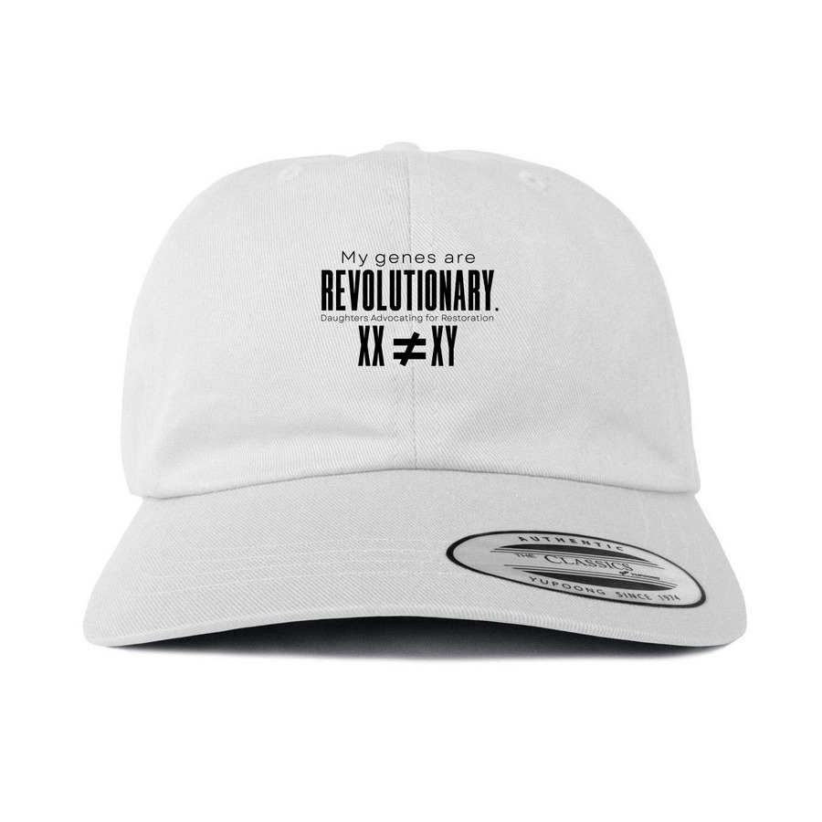 My Genes are Revolutionary Cap in White, a White Printed Classic Baseball Cap