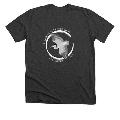Estuarium Volunteer Mascot 2025, a Dark Grey Heather Premium Unisex Tee