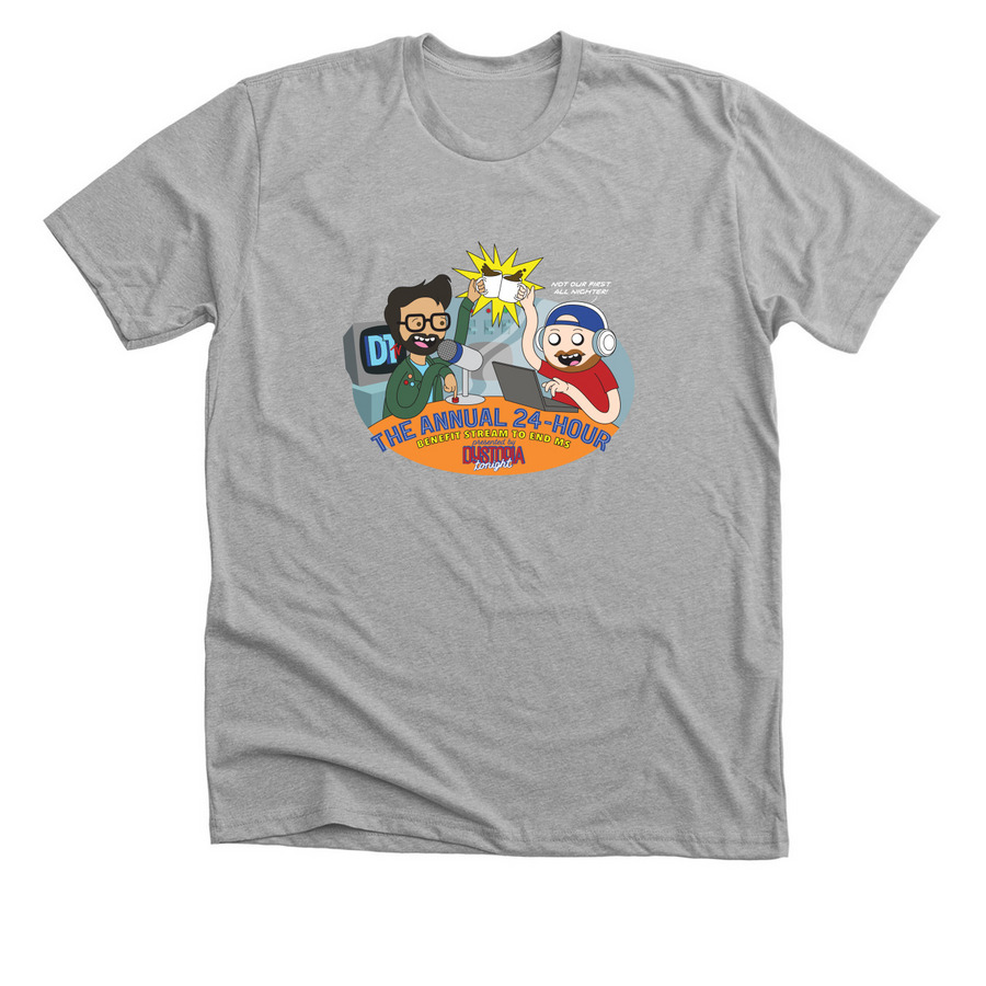 Dystopia Tonight 24 Hour Benefit Stream, a Athletic Heather Premium Unisex Tee