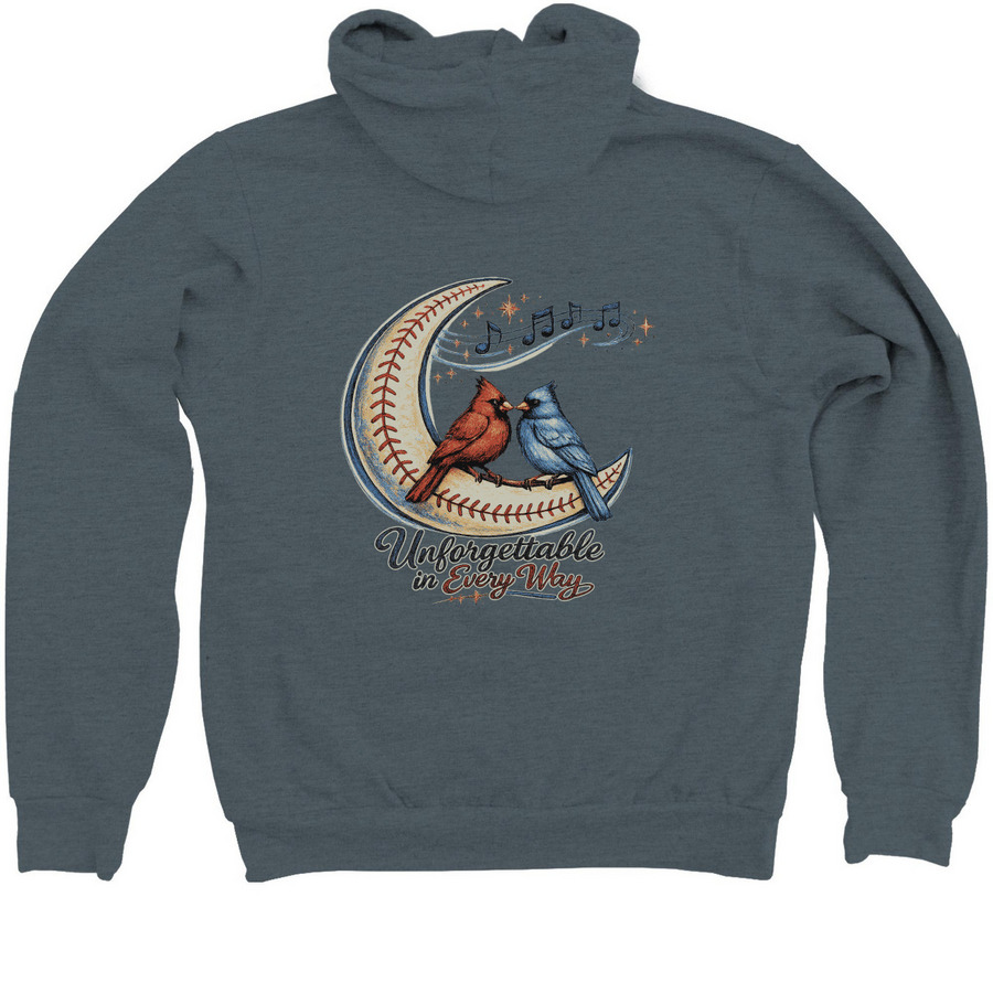 Unforgettable&nbsp;, a Heather Slate Zip Up Hoodie (back-view)
