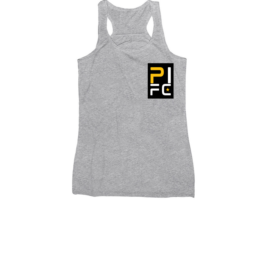 PIFC-Small Black Box/Cotton, a Athletic Heather Women's Racerback