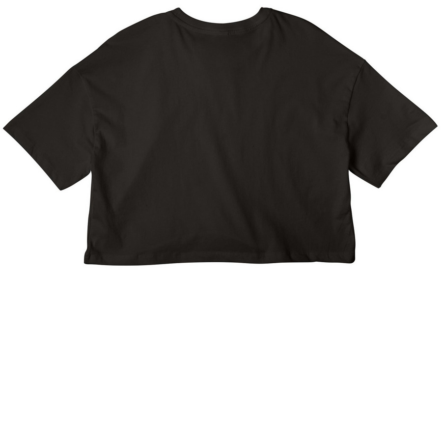 Cropped MMIP tee, a Black Women?s Cropped Cotton Tee (back-view)