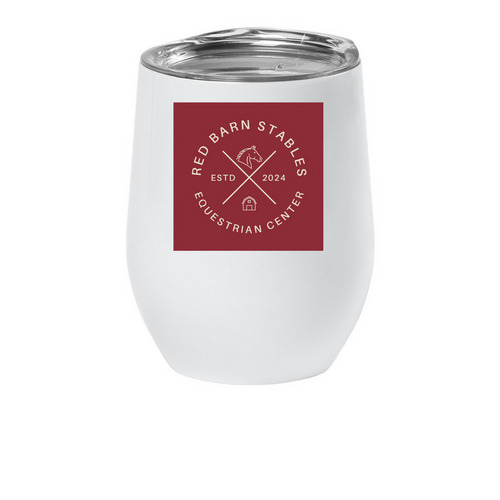 Red Barn Stables Wine Tumbler, a White Insulated Wine Cup