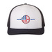 Custom USA Hats, a White/ Navy Printed Snapback Trucker Cap