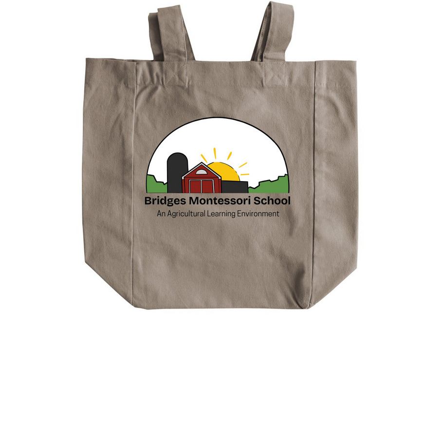 Recycled Cotton Reusable Bag, a Pumice Recycled Cotton Tote Bag (back-view)
