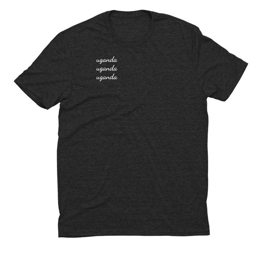 Uganda Small Script Tee, a Space Black Allmade Eco Triblend Unisex Tee