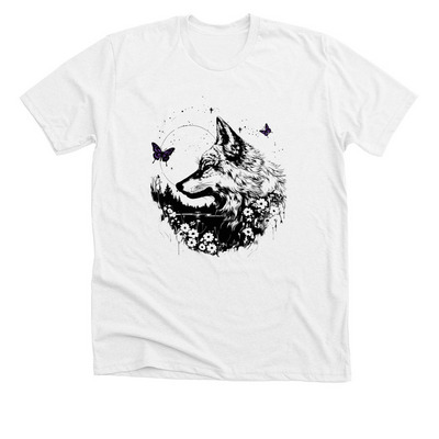 Lupus: The Wolf & The Butterfly, a Solid White Blend Premium Unisex Tee