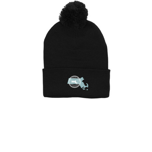 ACOAM MA Logo&nbsp;Beanie, a Black Printed Pom-Pom Beanie