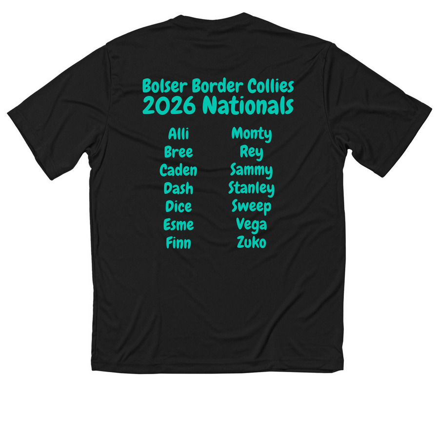 Bolser Border Collies Activewear, a Black Classic Performance Tee (back-view)