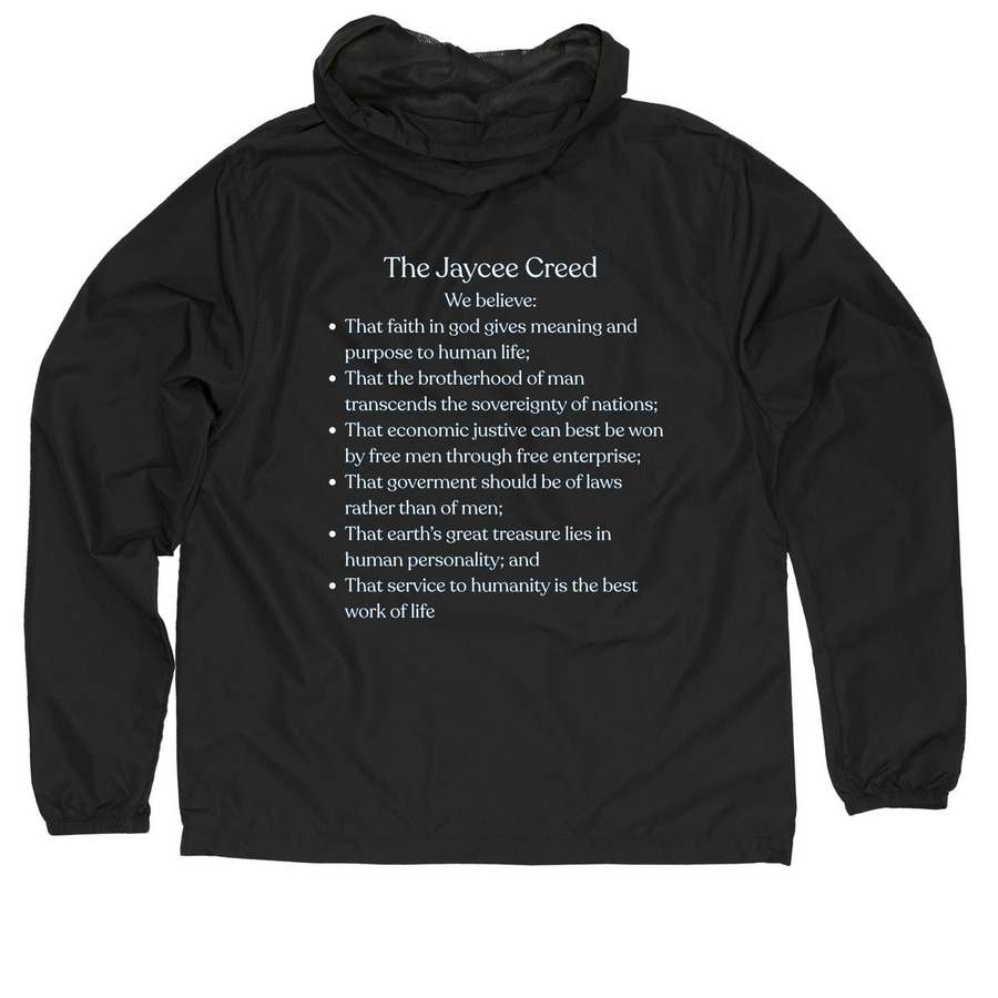Jacket w/ Creed, a Black Quarter-Zip Windbreaker (back-view)