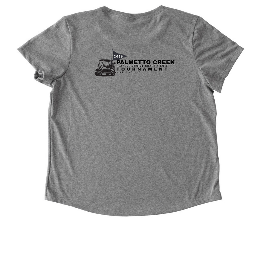 PC Golf Collection, a Aluminum Grey Allmade Eco Triblend Women?s Scoop Neck Tee (back-view)