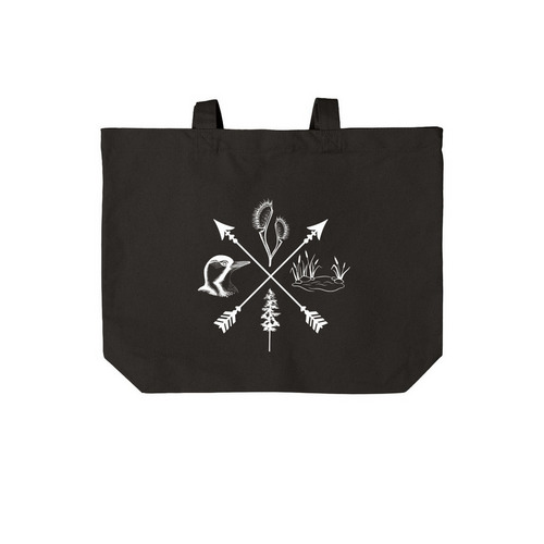 Native Tote Bag, a Deep Black Cotton Canvas Tote Bag