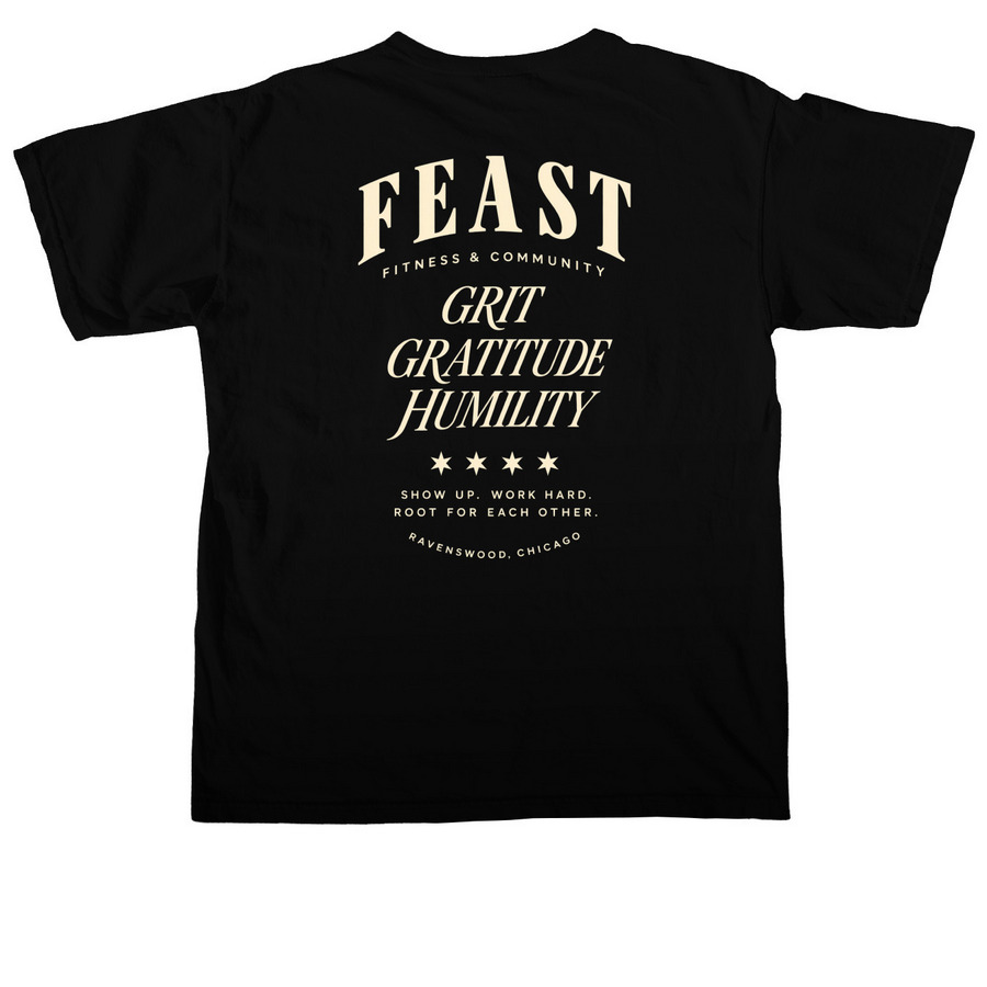 Feast Fall Merch 2.0, a Black Comfort Colors Unisex Tee (back-view)