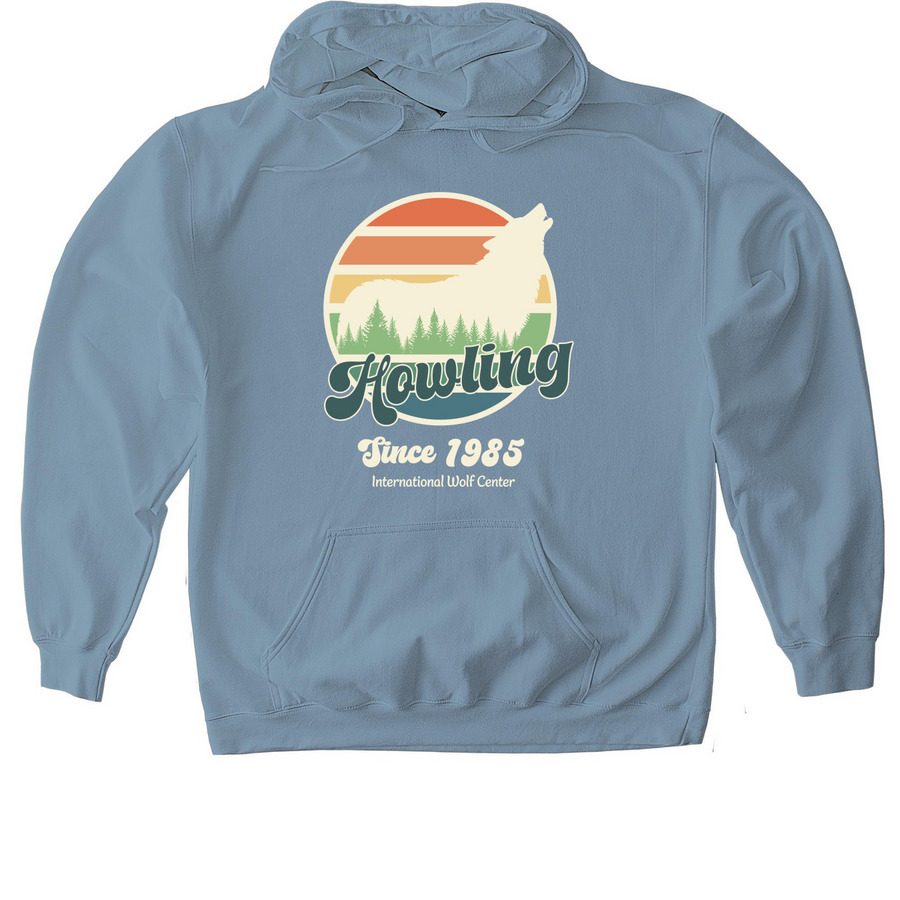 Sunset Howl Hoodie, a Stone Blue Gildan Softstyle Pullover Hoodie