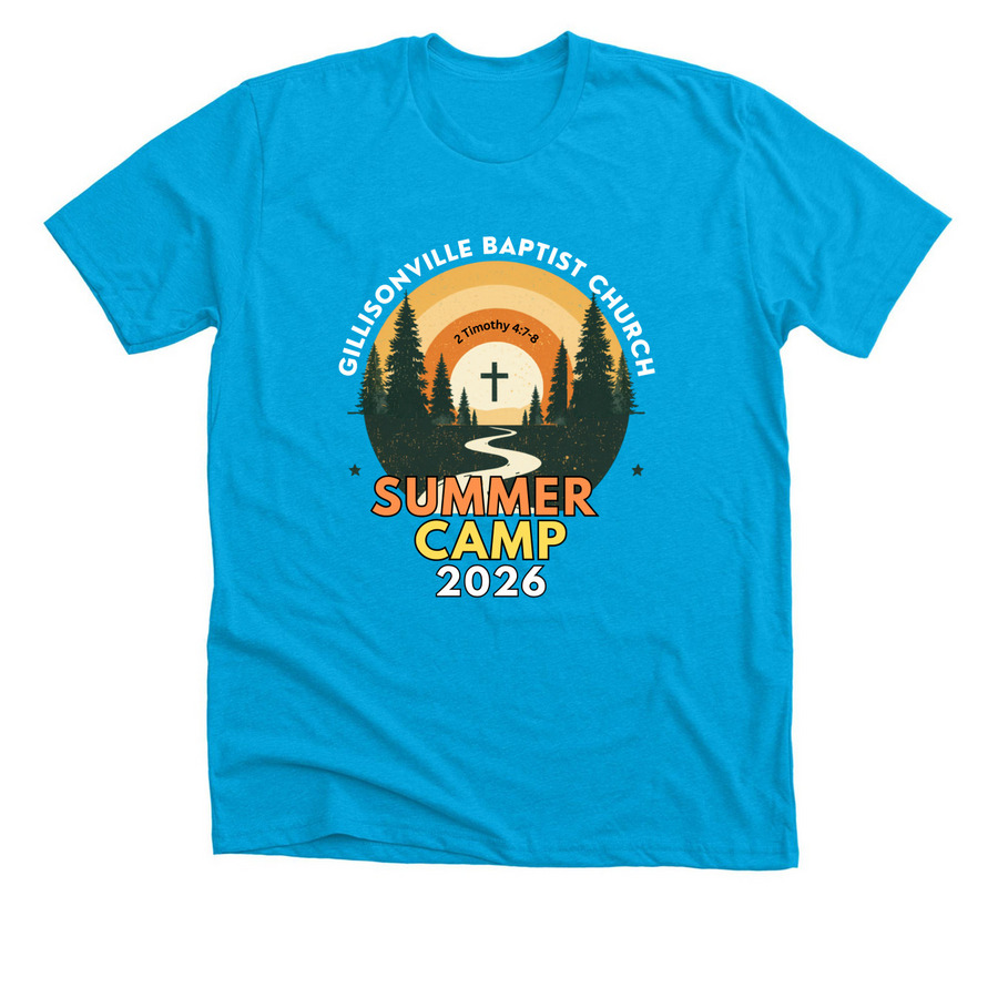 Summer Camp '26, a Neon Blue Premium Unisex Tee