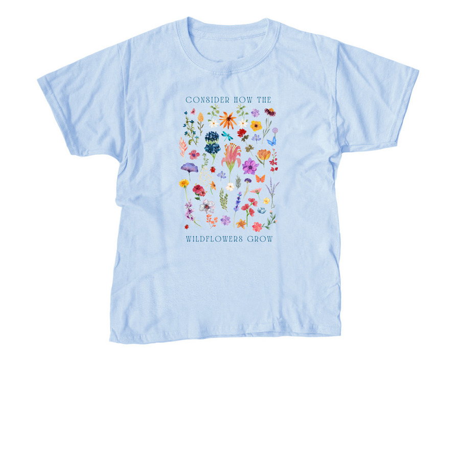 wildflowers shirt, a Light Blue Youth Unisex Tee