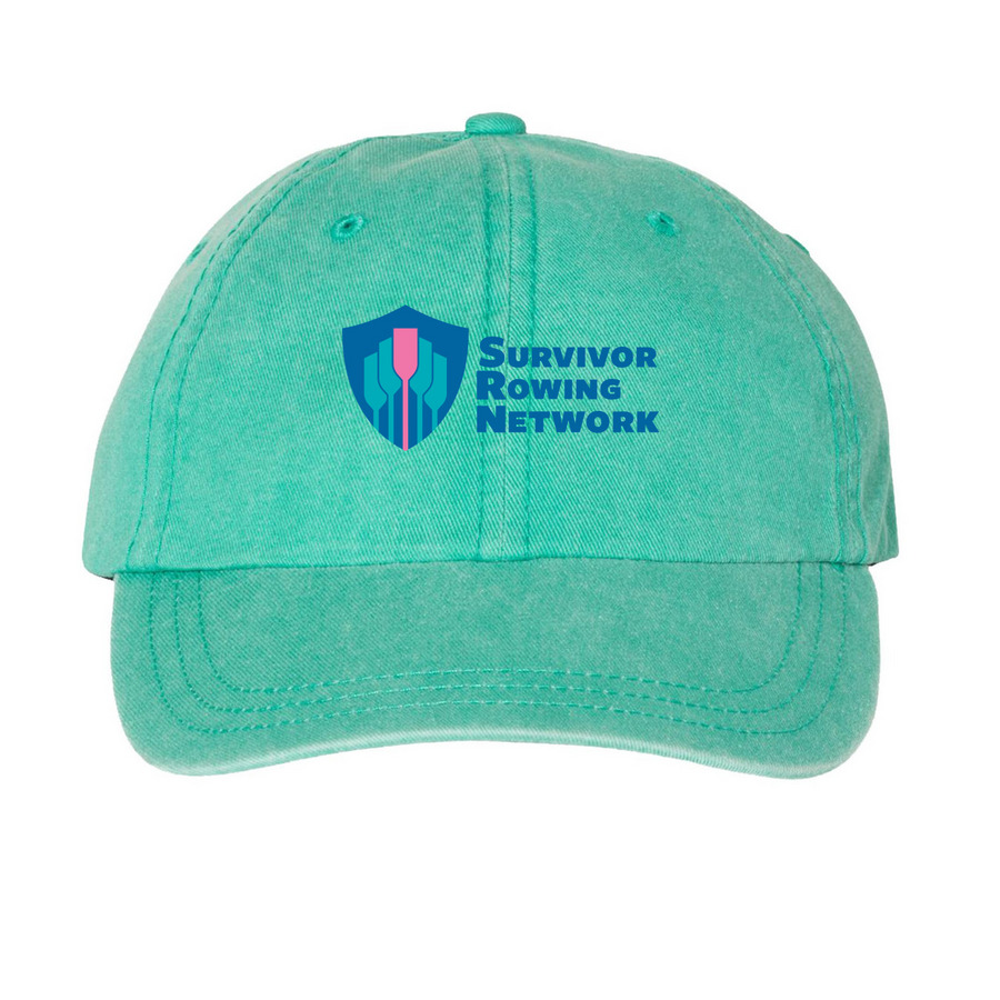 SRN Baseball Cap and Bucket Hat, a Seafoam Printed Pigment Dye Baseball Cap