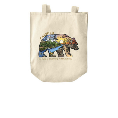 CalWild 50th Bear, a Natural Over-the-Shoulder Shopping Tote Bag