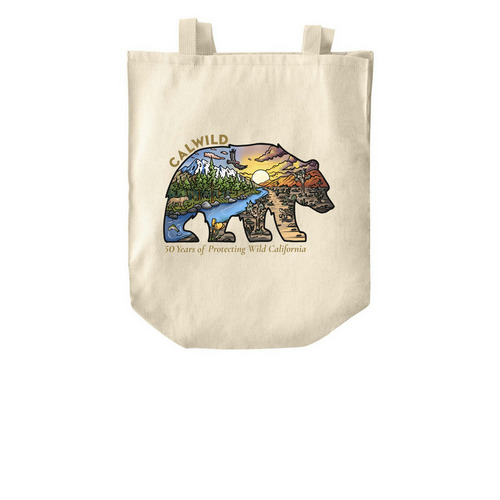 CalWild 50th Bear, a Natural Over-the-Shoulder Shopping Tote Bag