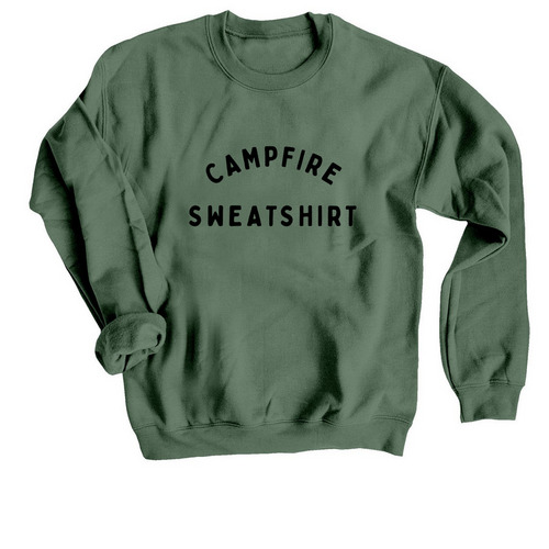 Campfire Sweatshirt, a Military Green Crewneck Sweatshirt