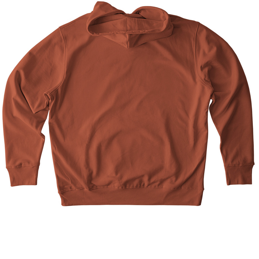 No One Is Illegal, a Heritage Brown Stanley/Stella Unisex Cruiser 2.0 Pullover Hoodie (back-view)