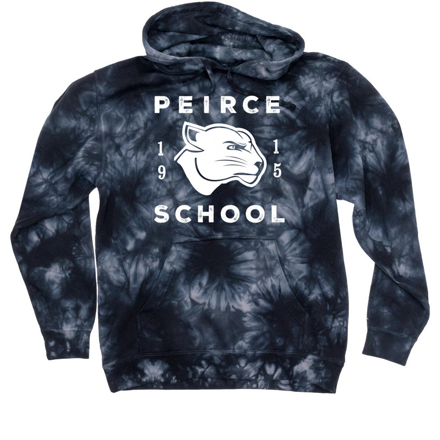 Tie Dye Peirce School, a Black Tie Dyed Pullover Hoodie