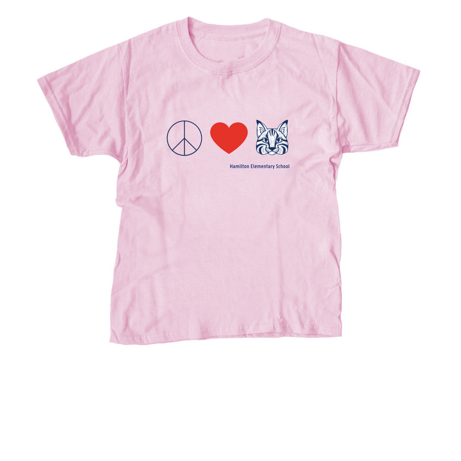 Peace Cat (kid), a Light Pink Youth Unisex Tee