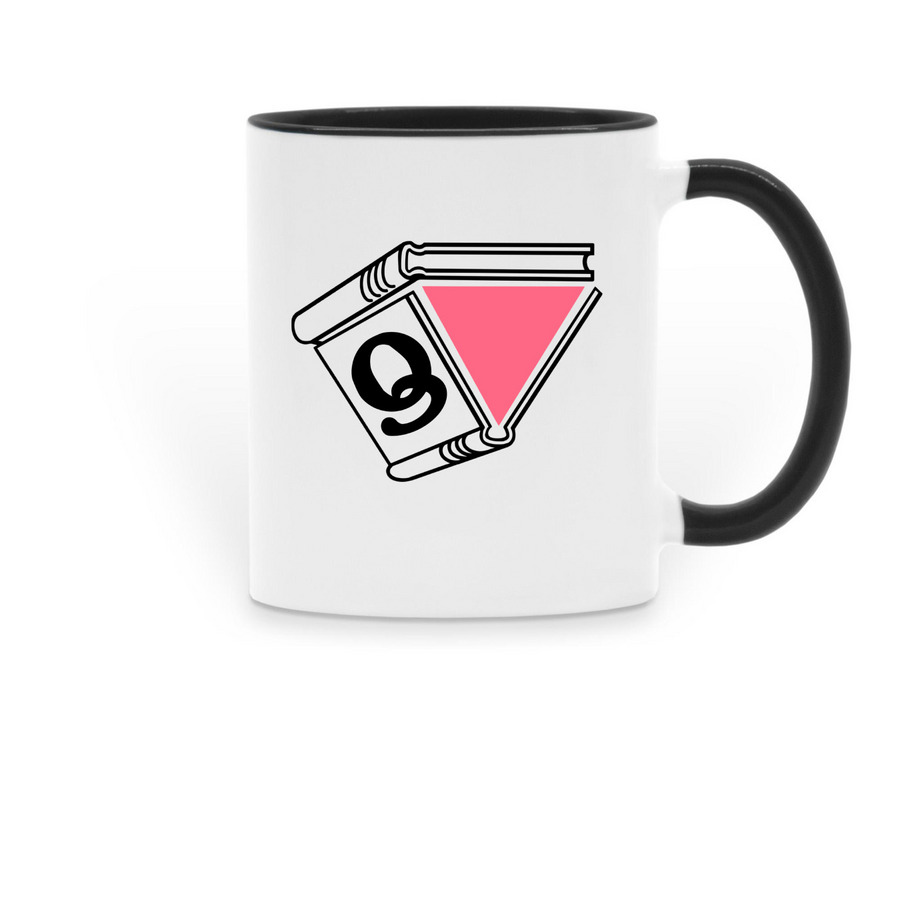 Quatrefoil 90's Logo Mugs, a Black Two-Tone Ceramic Mug