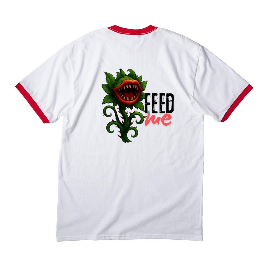 SUDDENLY, SEYMOUR, a White/ Red Cotton Ringer Tee (back-view)