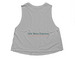 Anniversary Collection | No Judgment, a Athletic Heather Women's Cropped Racerback Tank (back-view)