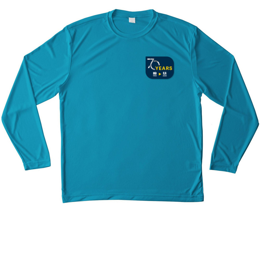 Performance shirts: 70th anniversary, a Atomic Blue Unisex Performance Long Sleeve Tee