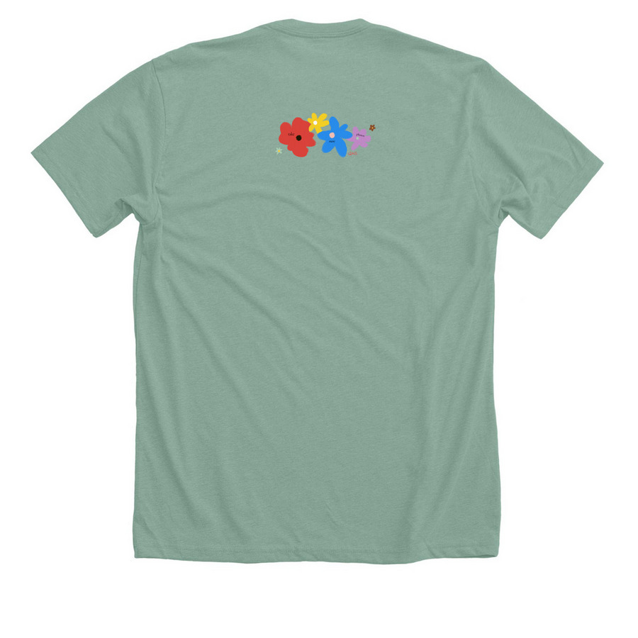 Flower Love by LPS(red), a Heather Dusty Blue Premium Unisex Tee (back-view)