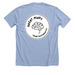 Great minds with pocket circle, a Heather Baby Blue Premium Unisex Tee (back-view)