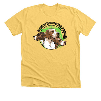 Celebrate 20 Years of Pointer Rescue Org!&nbsp;, a Heather Yellow Gold Premium Unisex Tee