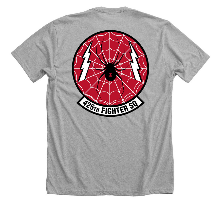 425th "Black Widows" Fighter SQ, a Athletic Heather Premium Unisex Tee (back-view)