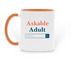 Askable Adult Mug, a Orange Two-Tone Ceramic Mug (back-view)