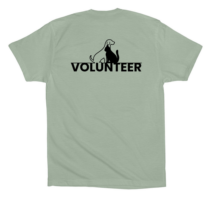 Volunteer Tee, a Dusty Blue Premium Cotton Tee (back-view)