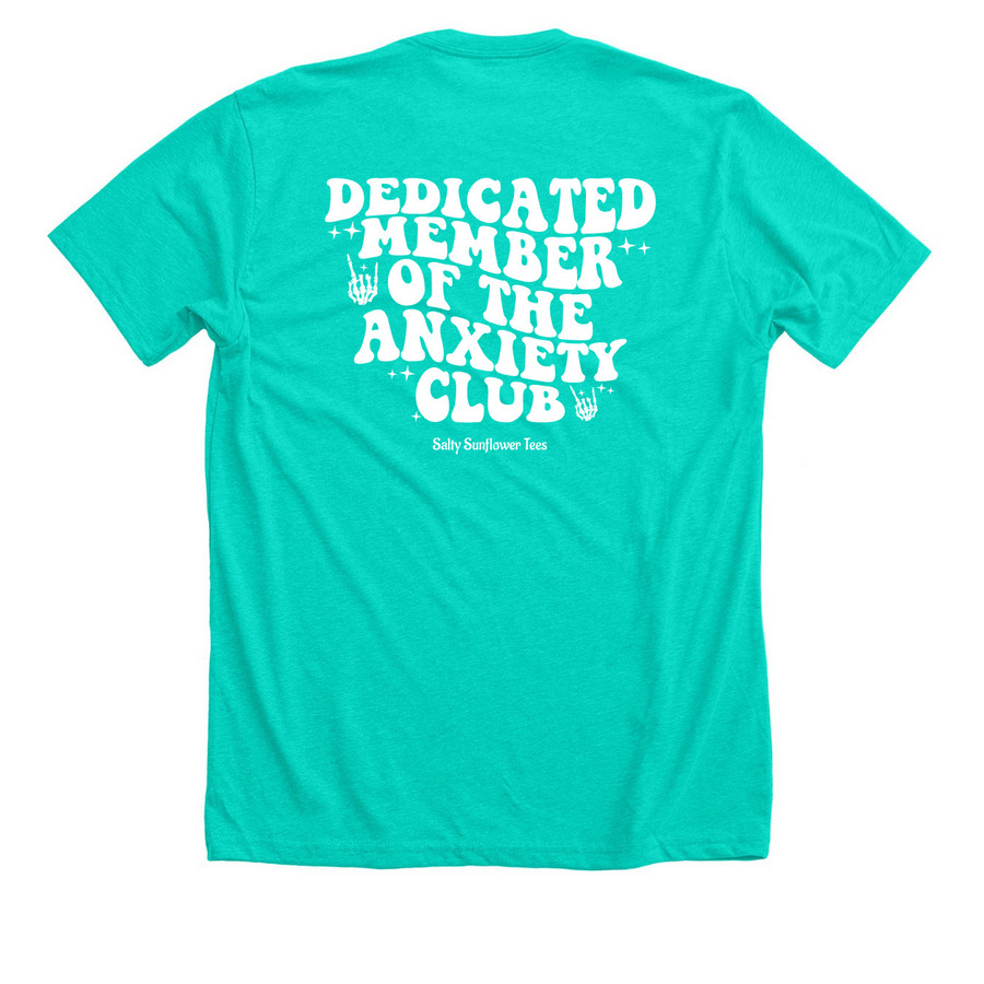Anxiety Club, a Heather Sea Green Premium Unisex Tee (back-view)