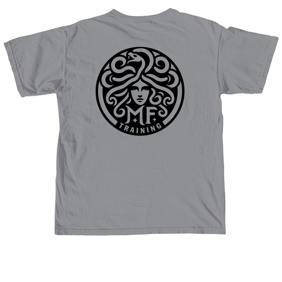 MF Training Pocket + Back Logo, a Granite Comfort Colors Unisex Tee (back-view)