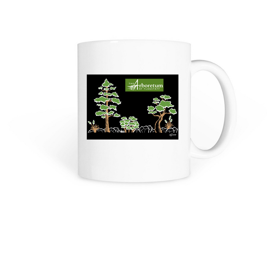 The Arb Trees mugs with color logo, a White Coffee Mug