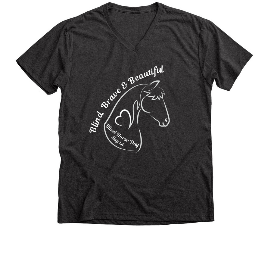 Blind Horse Day- Blind Brave Beautiful&nbsp;, a Dark Grey Heather Premium V-Neck Tee