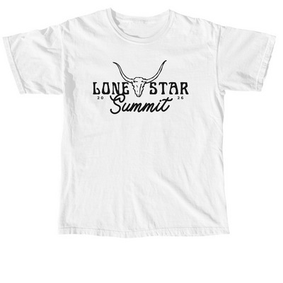 Lone Star Summit 2026: Classic Logo, Light, a White Comfort Colors Unisex Tee