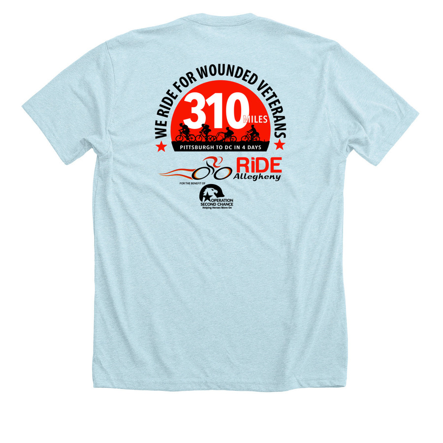 Classic RA &nbsp;- Light Colors, a Heather Ice Blue Premium Unisex Tee (back-view)