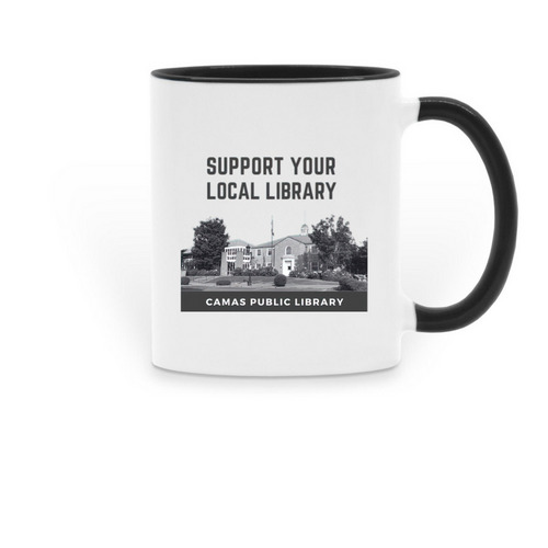 Support Your Local Library- Building: Mug, a Black Two-Tone Ceramic Mug