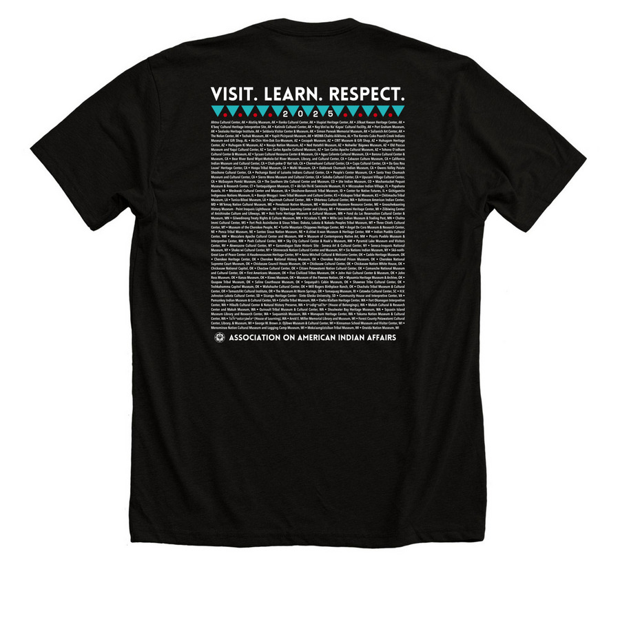 Tribal Museums, a Solid Black Blend Premium Unisex Tee (back-view)