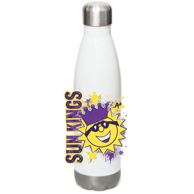 Water Bottle, a White Stainless Steel Water Bottle