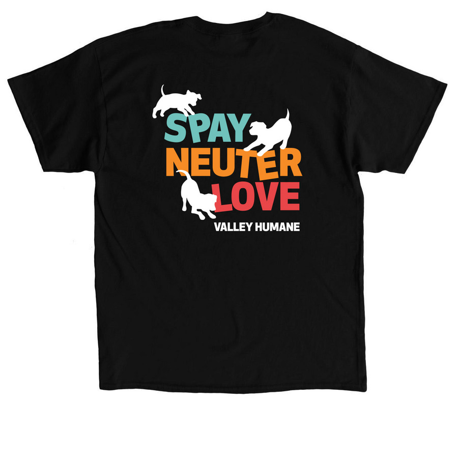 Spay, Neuter, Love: Dogs, a Black Classic Unisex Tee (back-view)