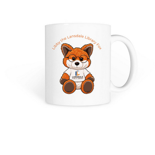 Libby the Lansdale Library Fox Mugs!, a White Coffee Mug