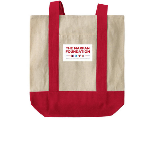 Marfan Foundation Tote, a Natural/Red Two-Tone Grocery Tote Bag