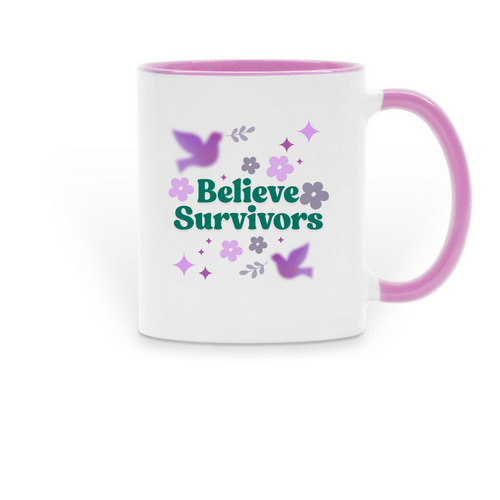 Believe Survivors Mug, a Pink Two-Tone Ceramic Mug